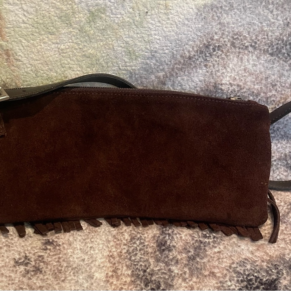 Brown Suede Fringe Clutch W/Complimentary Beauty Items - Picture 3 of 6